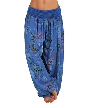 

8 Colors 2019 Summer Women Printed Pants Loose Boho Wide Leg Pants Low Casual Vintage Plus Size Pants