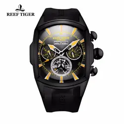 Риф Тигр/RT Для мужчин большой спортивные наручные часы Tourbillon резиновые часы световой автоматические часы для Для мужчин RGA3069