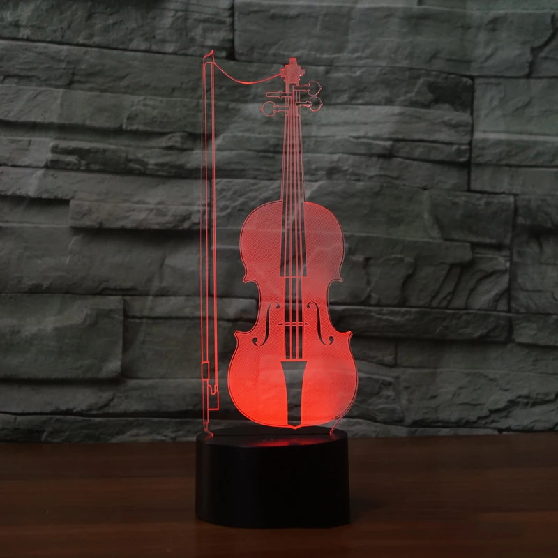 

3D Table Lamp Led 7 Colorful Acrylic Cello Night Light Xmas Bedroom Violoncello For Kids Gifts Baby Sleep Lighting Bedside Decor
