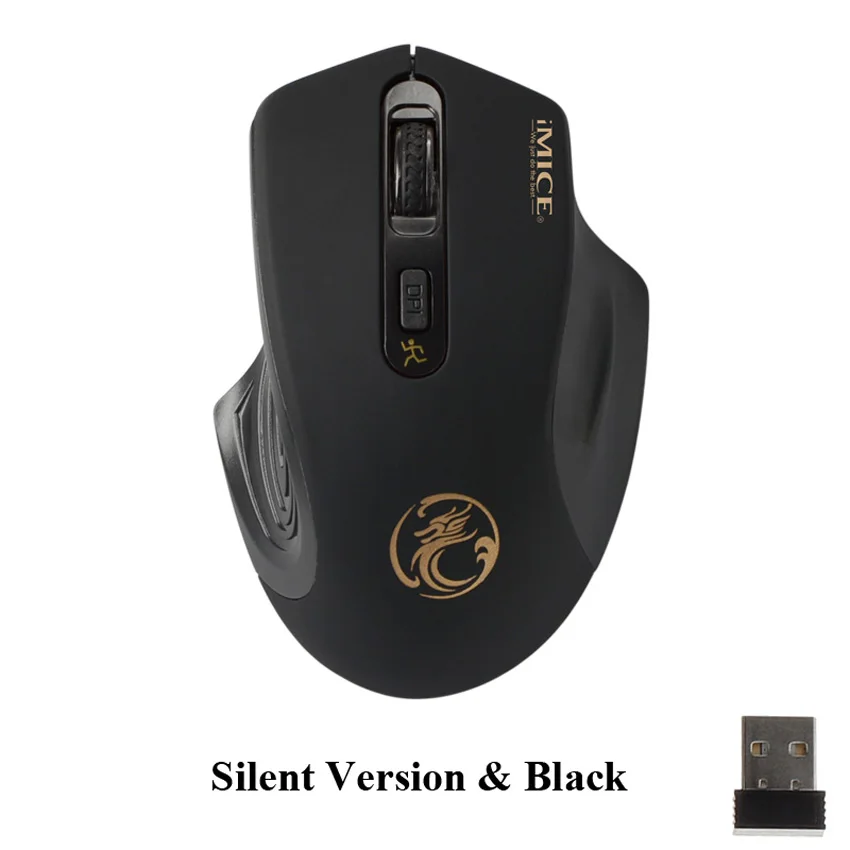 Бесшумные кнопки 2,4 ГГц Беспроводная мышь энергосберегающая оптическая мини компьютерная мышь беспроводные мыши USB приемник для ПК ноутбука - Цвет: Silent Black