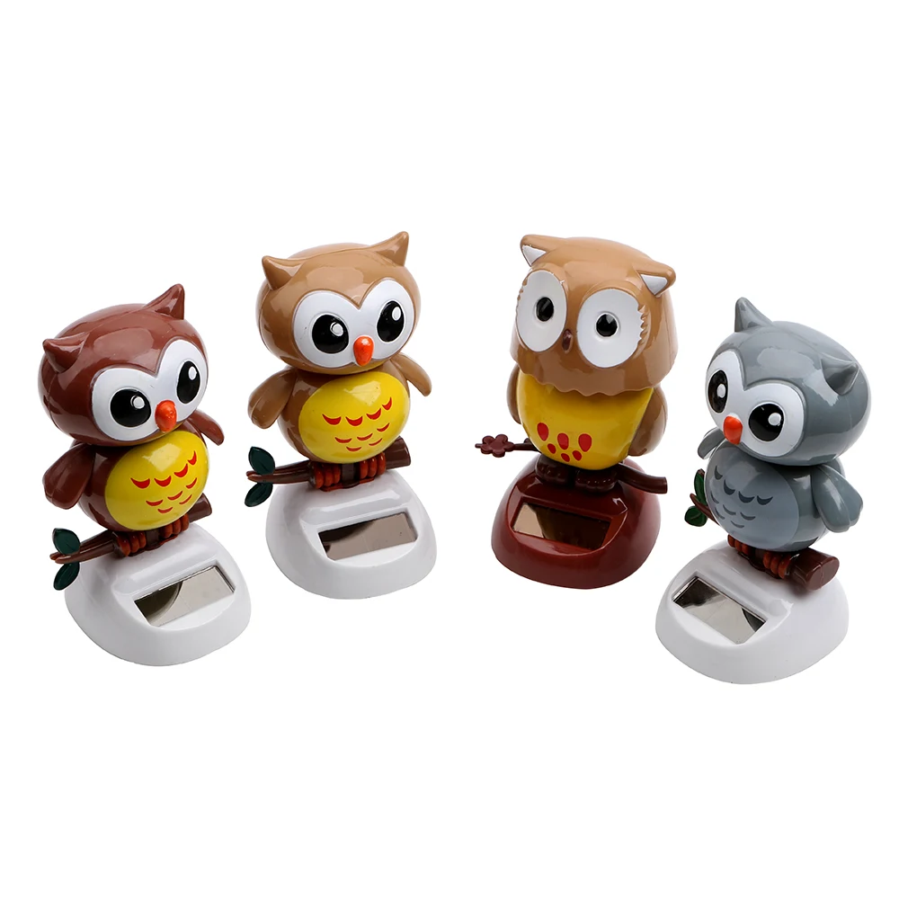 Solar Powered Gift Cute Owl Birds Dancing Shaking Head Car Styling