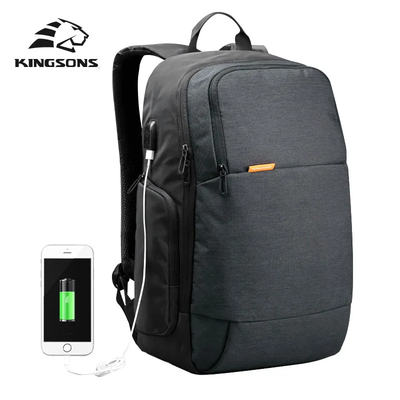 

Kingsons Brand Men's Backpack External USB Charging Interface 15.6-inch Laptop Bag Men's Casual Backpack School Backpack