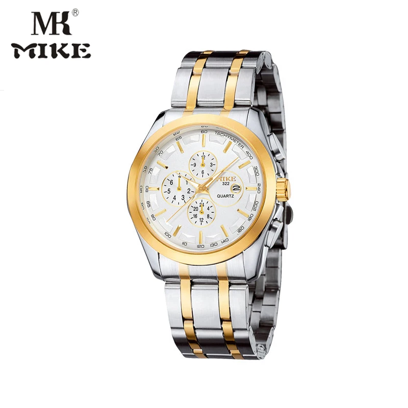 Мужские золотые часы Mike водонепроницаемые кварцевые bayan relogio masculino montre homme marque de luxe