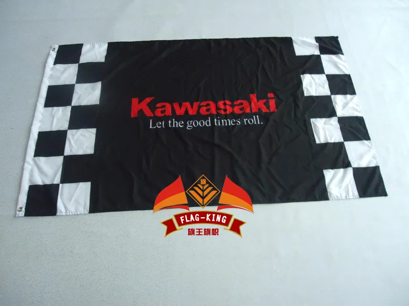 Кавасаки Гоночный флаг 3ft x 5ft полиэстер Размеры 90*150 см