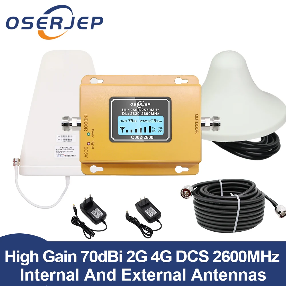 Ретранслятор сигнала Oserjep 4G LTE 2600 мгц усилитель сотового телефона AGC мобильный