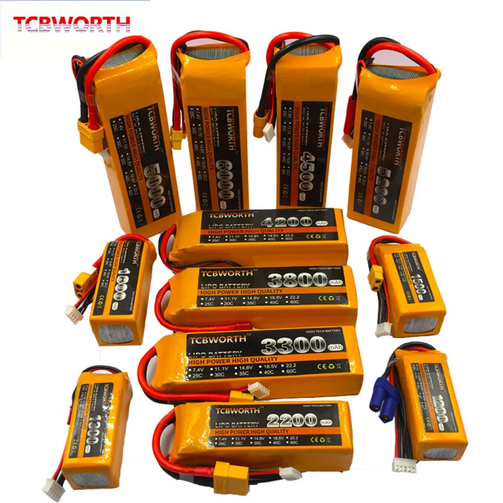 RC Lipo Батарея 4S 14,8 V 900 mAh 1200 mAh 2800 mAh 3800 mAh 4500 mAh 5000 mAh 25C 35C 60C для радиоуправляемый самолет, Квадрокоптер автомобиля 4S RC литий-полимерный