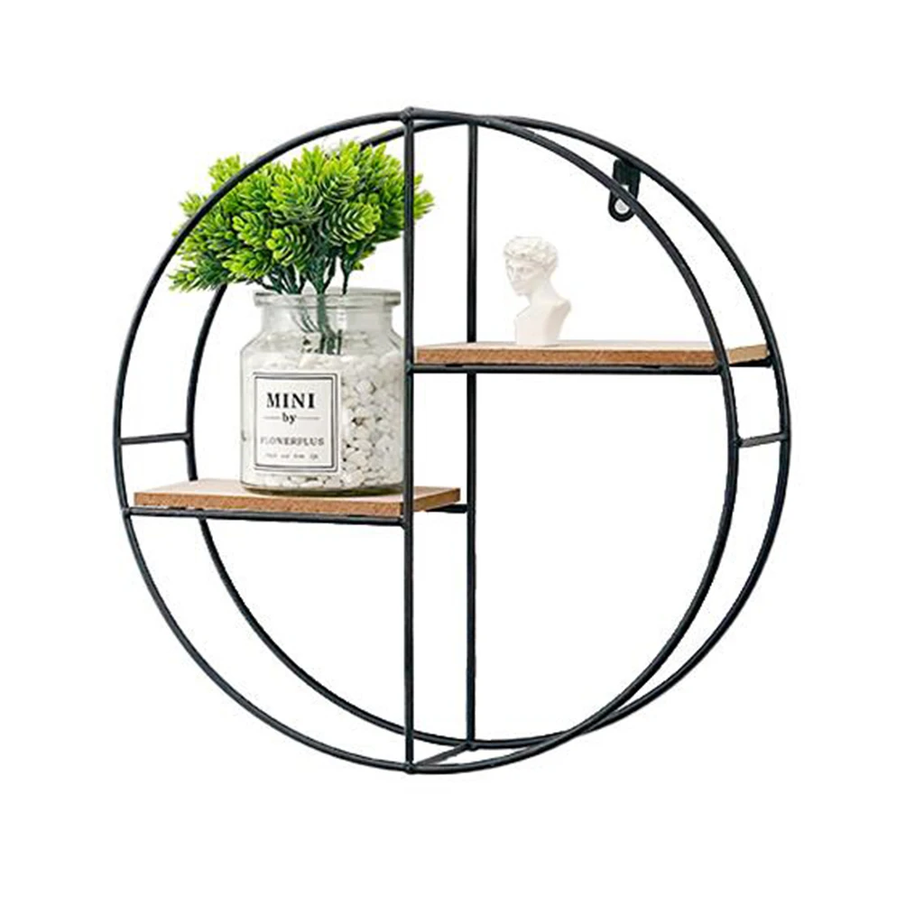 Garden Decor Iron Floating Shelves Corner Square Storage Shelf Wall Display Rack