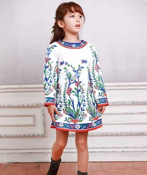 

Baby Girls Dresses Winter 2017 Brand Kids Dresses for Girls Clothes Blue Flower Girls Costumes Princess Dress Children