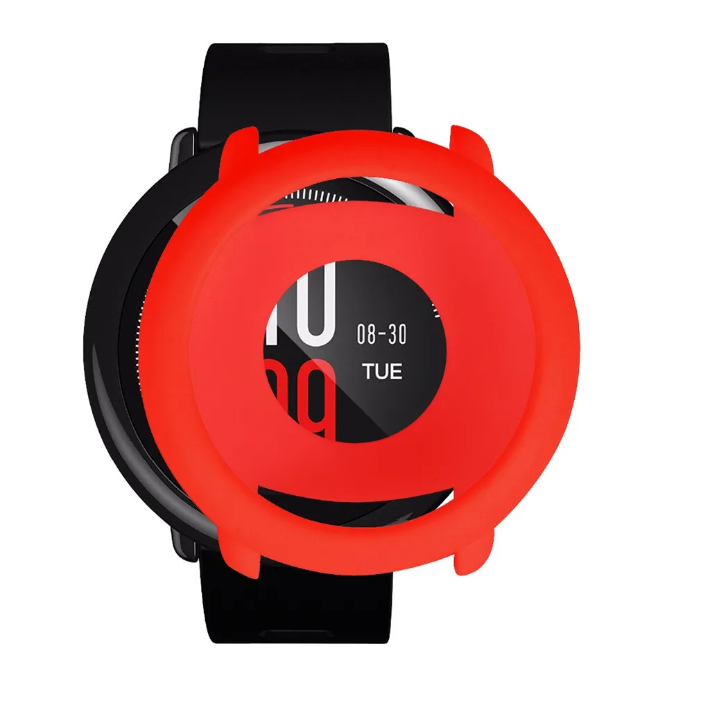 Замена мягкий ровный чехол из термополиуретана с полной чехол Shell Силиконовые рамки защитный чехол для Xiaomi Huami AMAZFIT темп Смарт часы, Дропшип# T3 - Цвет: Red