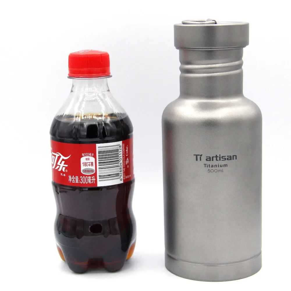 Tiartisan Pure Titanium Sport Bottle Outdoor Camping Cycling Water Bottle with Two lids and Bottle Coat Ta8387