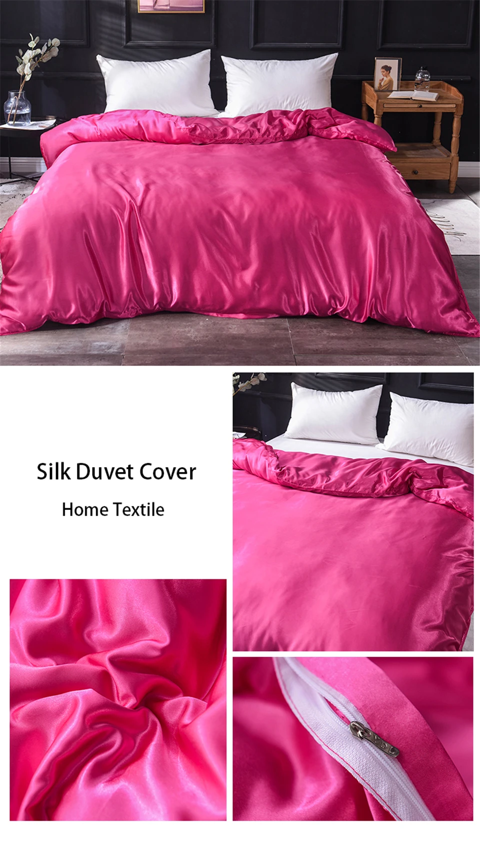 Liv-Esthete New Luxury Satin Silk Gray Bedding Sets Silky 1pcs Duvet Cover Set Bed Set Single Double Queen King Quilt Cover