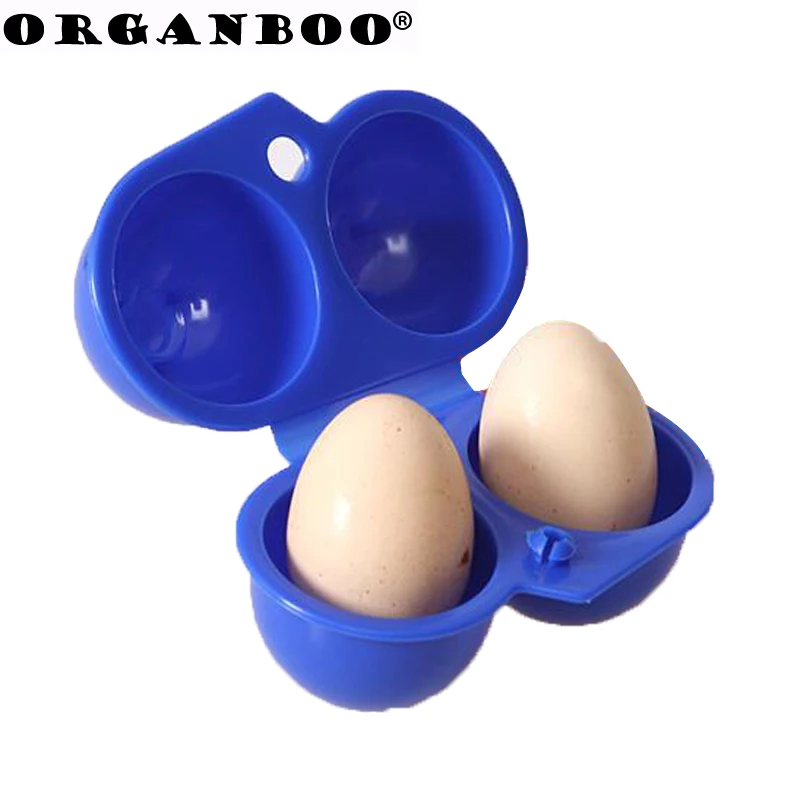 1PC portable egg box outdoor picnic anti-broken box 2 eggs organizer plastic storage box food container orange blue color