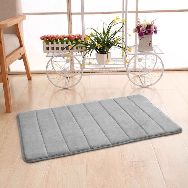 

40*60cm Bath Mat Bathroom Carpet Rug Coral Fleece Memory Foam Bathroom Mat Kitchen Door Floor Washable Dropship