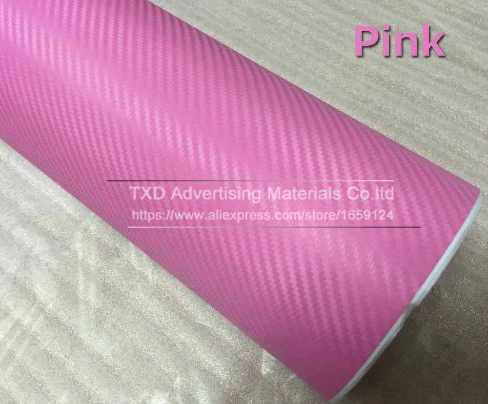 30x127 см(1" X 50") темно-красный 3D углеродного волокна виниловая наклейка пленка кузова автомобиля/интерьерный декорационный 3D пленка из углеродистого волокна пленка 16 Цвета - Название цвета: Pink