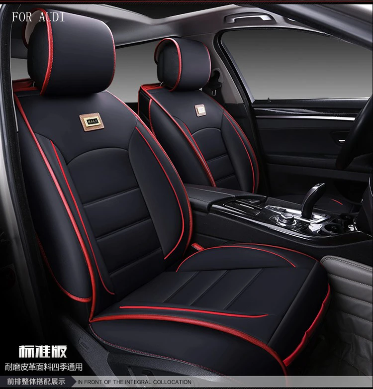 Pour Audi A3 B6 A6 C5 A5 A8 Q5 Beige Rouge Noir Etanche Souple Pu Siege De Voiture En Cuir Couvre Facile Propre Avant Et Arriere Pleine Siege Aliexpress