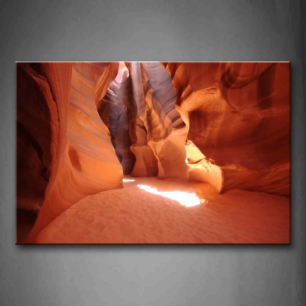 

Framed Wall Art Pictures Canyon Cave Sand Land Canvas Print Landscape Modern Posters With Wooden Frames For Living Room