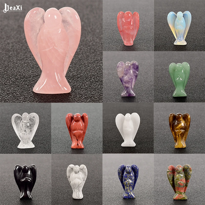 

12 pieces/box 1.5 inch mixed angel Figurine craft mineral Crystal stone Mini Animal Statue for home Decor accessory Healing