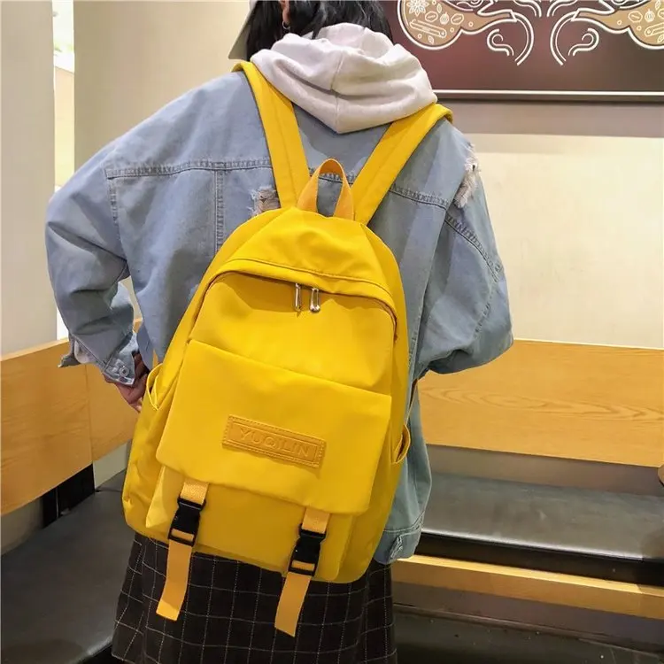 

2019 Summer New Preppy Style Basic Solid Color Simple Women Canvas Backpacks Female Students Casual School Bags Shoulder Bags