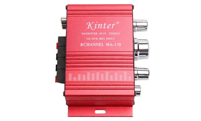 Kinter ма-170 мини усилитель звука Hi-Fi стерео звук 20 W 2,0 канала DC12V ВЧ бас управления красный алюминиевый корпус