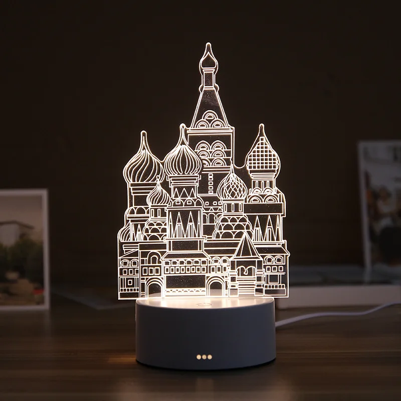 3D смоляный ночной Светильник Светодиодный настольный светильник милый медведь любовь замок Настольный светильник ABS+ Смола мульти-дизайн подарочная лампа для детской спальни - Испускаемый цвет: Castle