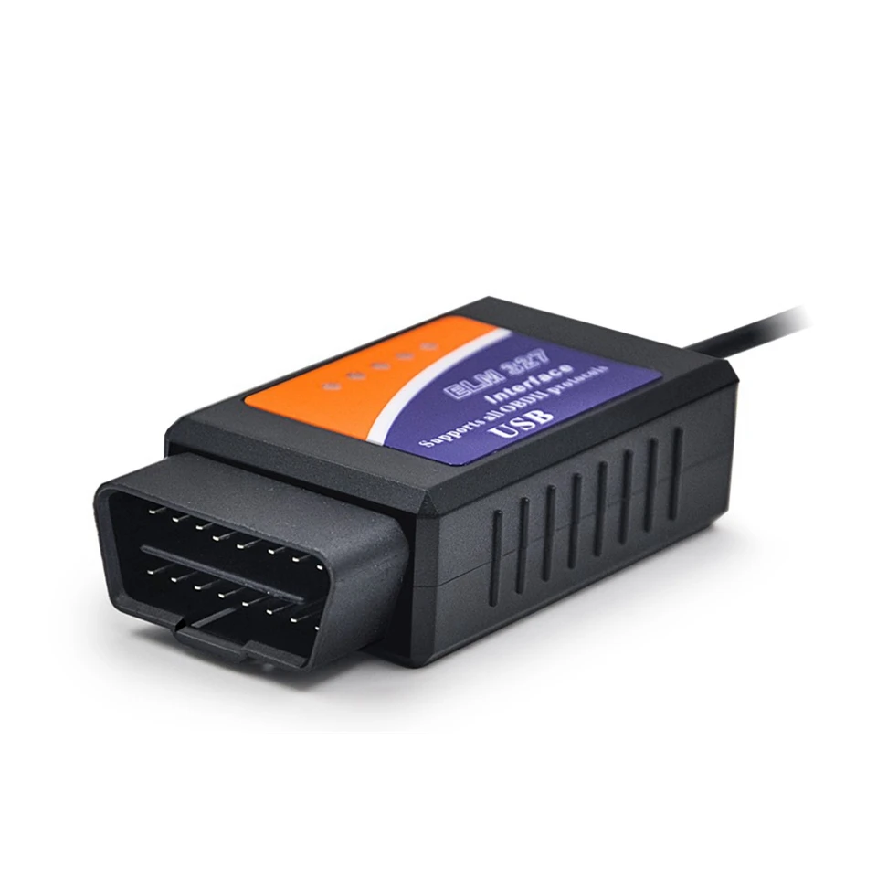 OBD2 диагностический инструмент ELM327 USB V1.5 Пластиковый Авто кабель интерфейс OBDII CAN-BUS Код считыватель ELM 327 1,5 Подключение к ПК