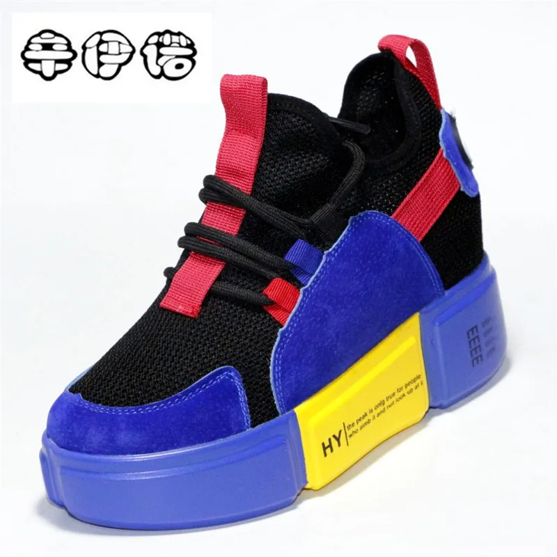 

2019 New Breathable Air Mesh Women's Platform Chunky Sneakers Fashion Brand Women Flat Thick Sole Shoes Woman Dad Footwear 35-40