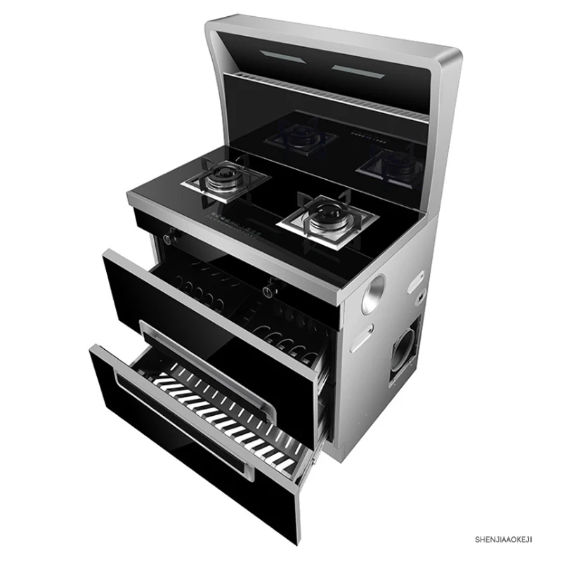 Варочная поверхность из нержавеющей стали, газовая плита + дымовая лампа, многофункциональная кухонная варочная панель, автоматическая очи...