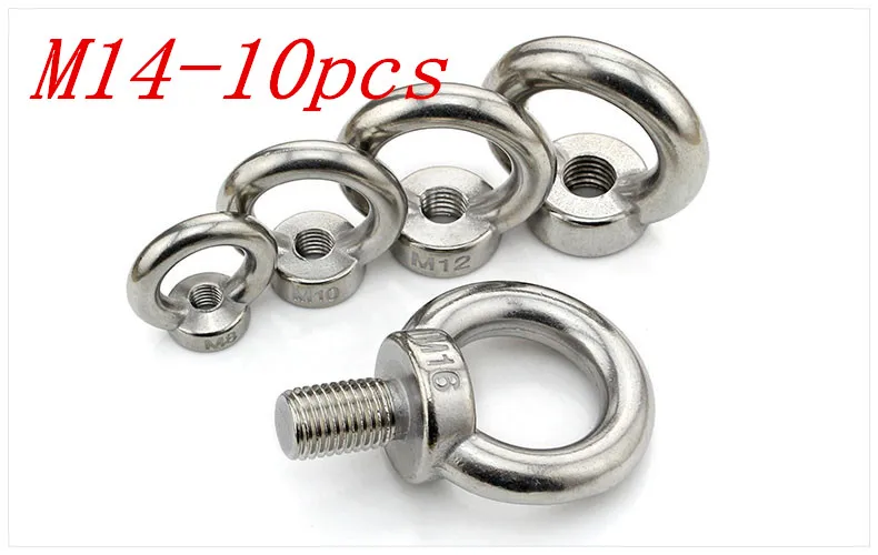 Metric M14 304 Stainless Steel Lifting Eye Nut Ring Shape Nuts 10Pcs/Lot Free Shippingin Nuts