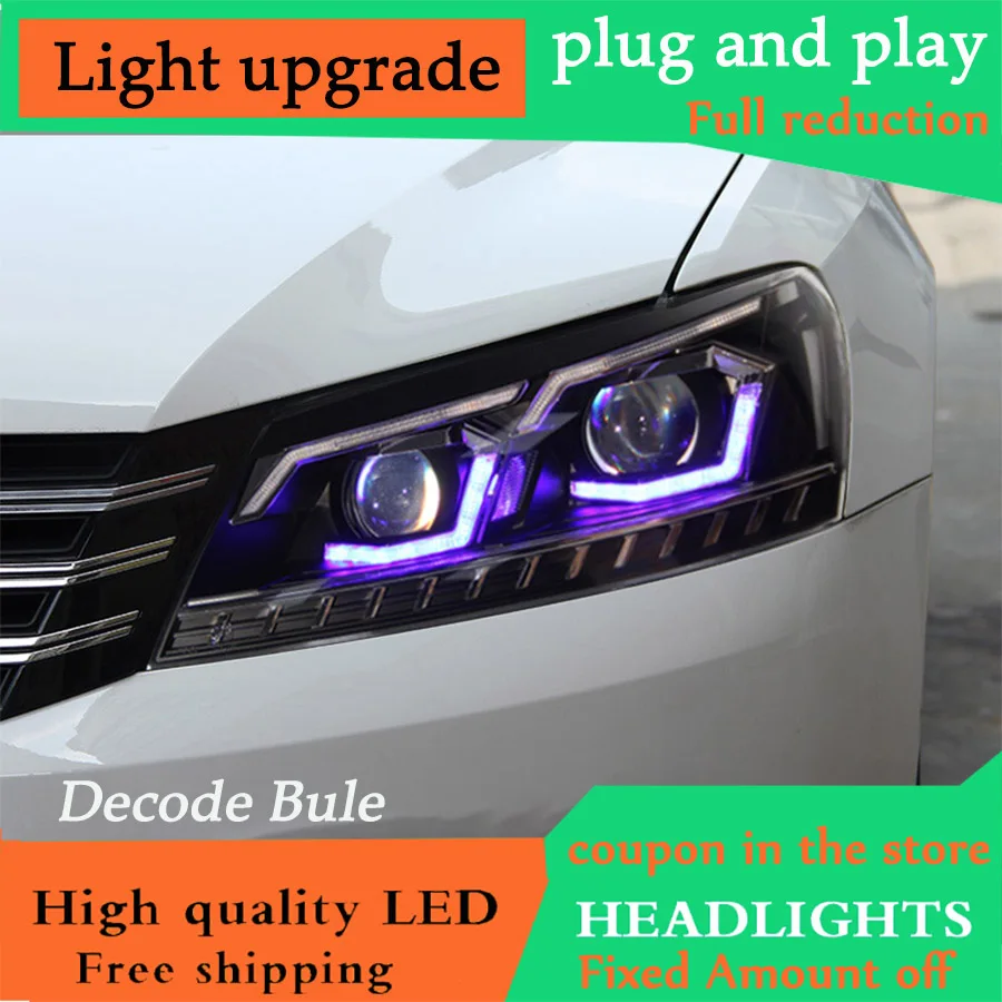 D-YL Car Styling for VW Passat B7 US Verson Headlights 2011- Upgrade For Passat B7 Headlight dynamic turn signal Hid