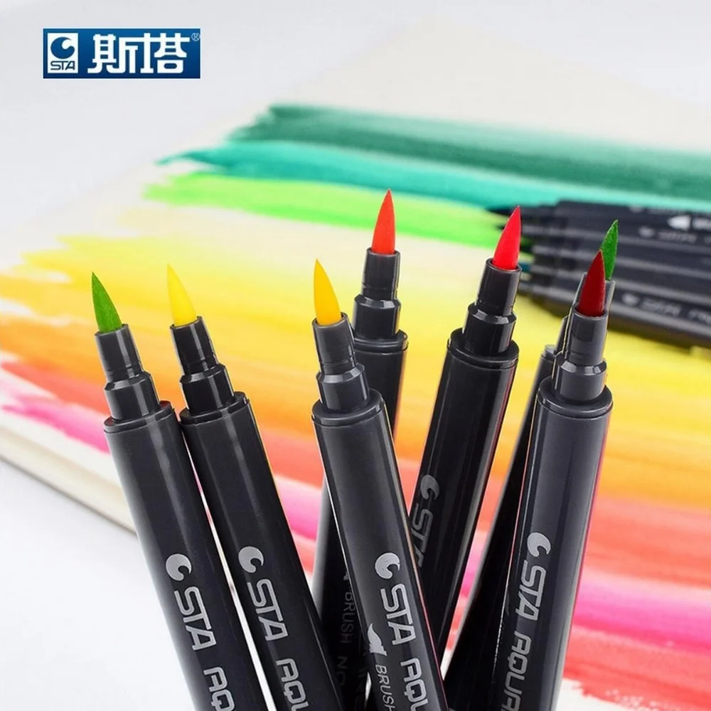 маркеры с острым кончиком. ватер колор браш. маркер перманентный basir мс-8400 3 мм черный. острый маркер. маркер asmar ar-424.