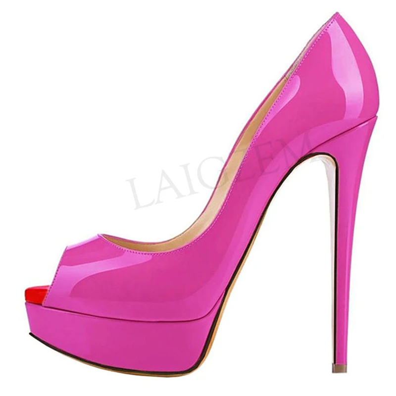 LAIGZEM-zapatos de tacón de aguja con plataforma para mujer, Sandalias de alto sin cordones para vestido fiesta, zapatos básicos de talla grande 34-52 - AliExpress Calzado