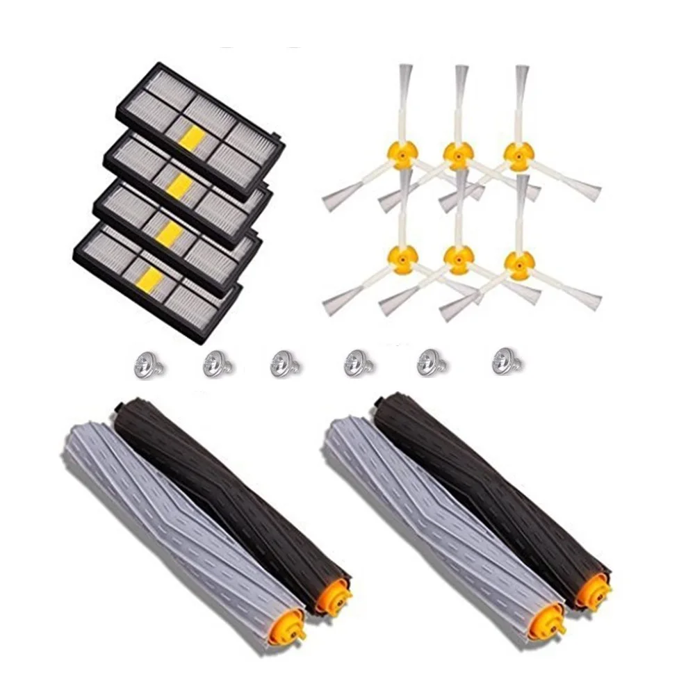 

2 set Tangle-Free Debris Extractor + 4 Hepa filter + 6 side brush fit for iRobot Roomba 800 900 Series 870 880 980 cleaner parts