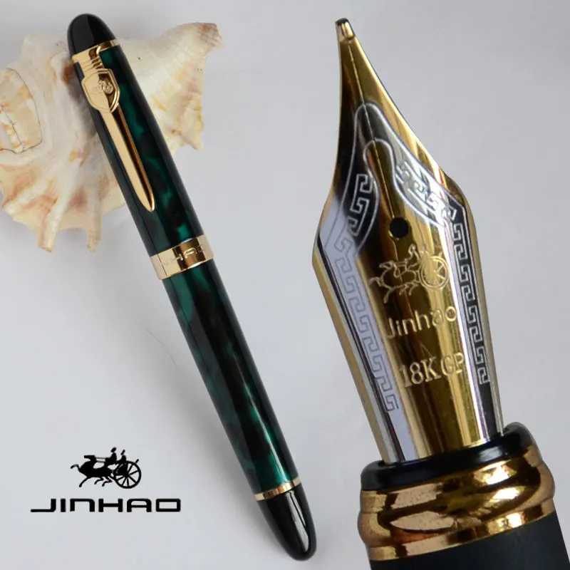Перьевая ручка JINHAO X450A роскошная 0 7 мм перо с широким основанием 18KGP серебристая