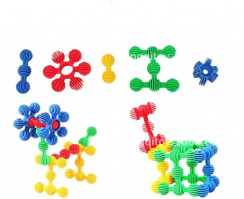 

60 Pcs/Bag Plastic Assembling Toy Construction Blocks Without Edges for Baby Children Kids Educational Toy S00871