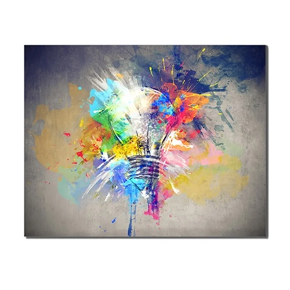 

Light Bulb Colorful Pigment Scene Frameless Canvas Oil Painting Poster Printed For Living Room Bedroom Decor Unique Gift On Wall
