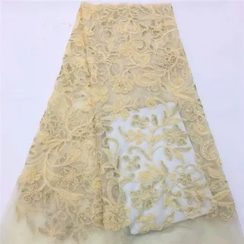 

New African Lace Fabric High Quality Indian Embroidery For Wedding Party Nigerian 5 yards / piece Lace Tulle Mesh Fabric RF4-81