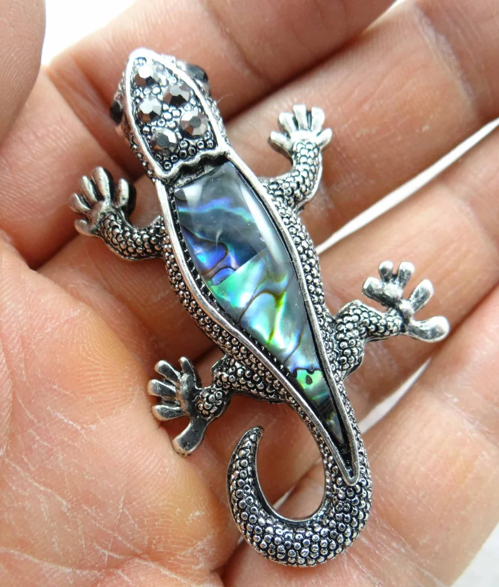 

Natural Paua Abalone gecko Bead Pendant Alloy Jewelry making necklace for Women Vintage Jewelry Friendship Gifts F24