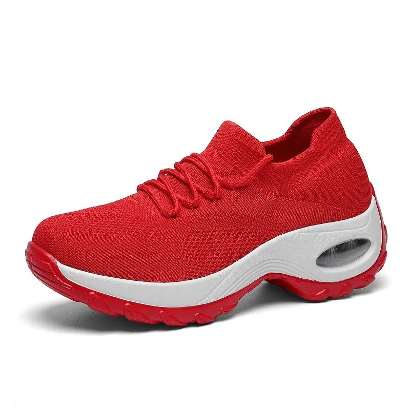 Женская обувь для тенниса; дышащие кроссовки; Spor Ayakkabi Bayan; женская спортивная обувь; удобные кроссовки на платформе; Цвет Красный; Zapatos De Mujer - Цвет: red sock sneakers