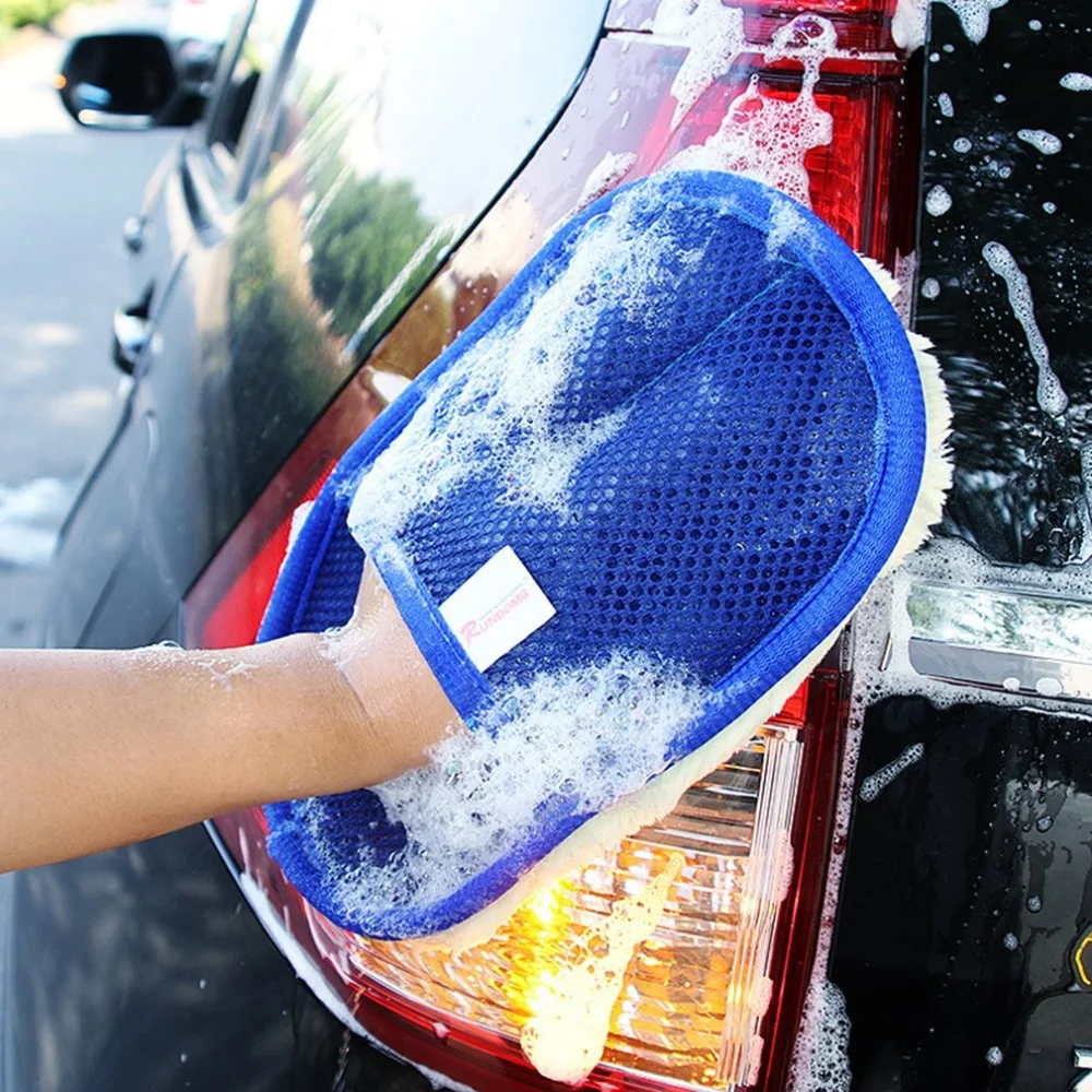 Шерсть-как полировка воском автомобиль-моющиеся перчатки двухсторонние перчатки автомобиль-чистящие средства