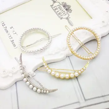 

1pcs Fashion Personality wild moon set pearl hairpin sun circle hairpin women's side clip popular hair accessories Dropshipping