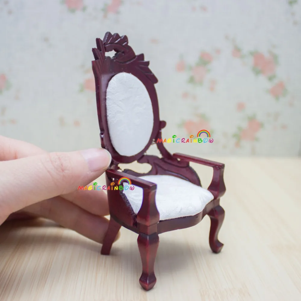 

1:12 Dollhouse Miniatures Bedroom Living Room Furniture Wood Chair Armchair Soft Cushion Backrest