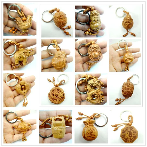 

Mahogany Three-dimensional Engraving Key Chain Lifelike Pendant Key Ring Jewelry Gift For Car Accessories L42