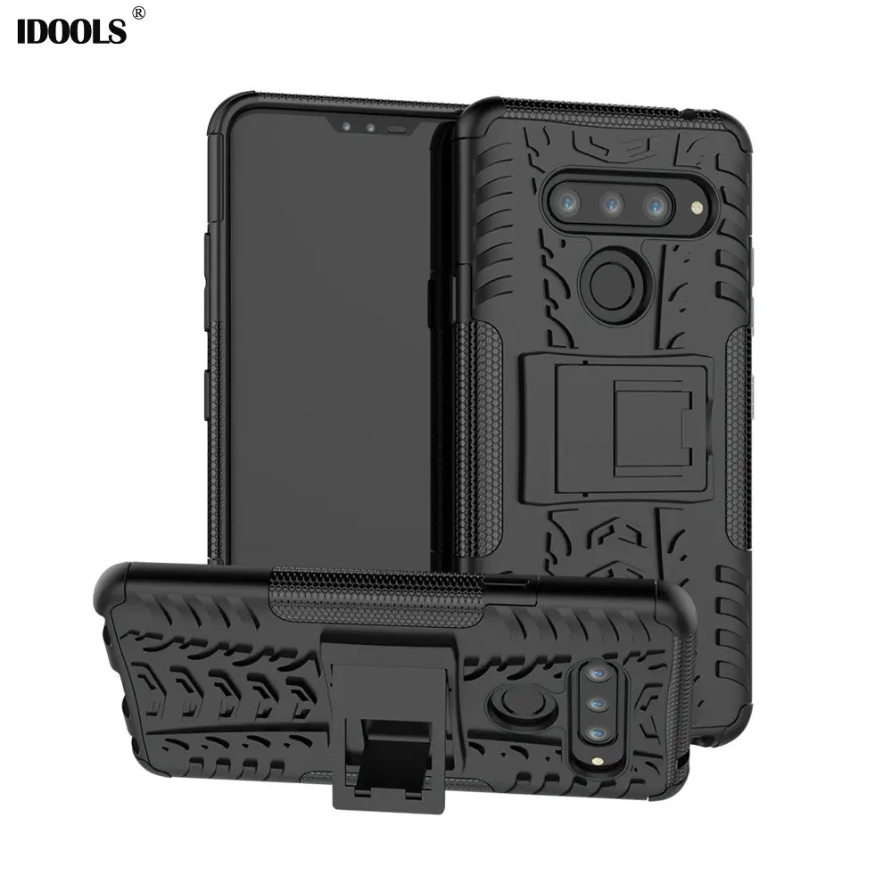 

IDOOLS Cover Case for LG V40 V 40 Luxury Full Protective 2 in 1 Hard Phone Back Bags Cases for LG V40 with Kickstand LGV40