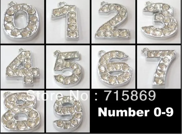

50 шт./лот 14 мм подвески из цинкового сплава со стразами смешанные 0-9 вы можете выбрать букву Бесплатная доставка