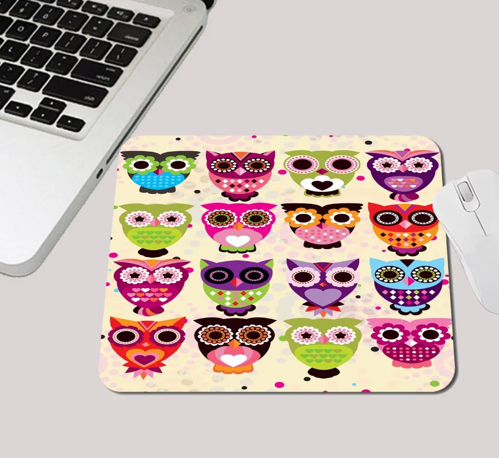 Folk Art Owl Mouse Pad Mouse Pad Lucu Doodle Burung Hantu Unik