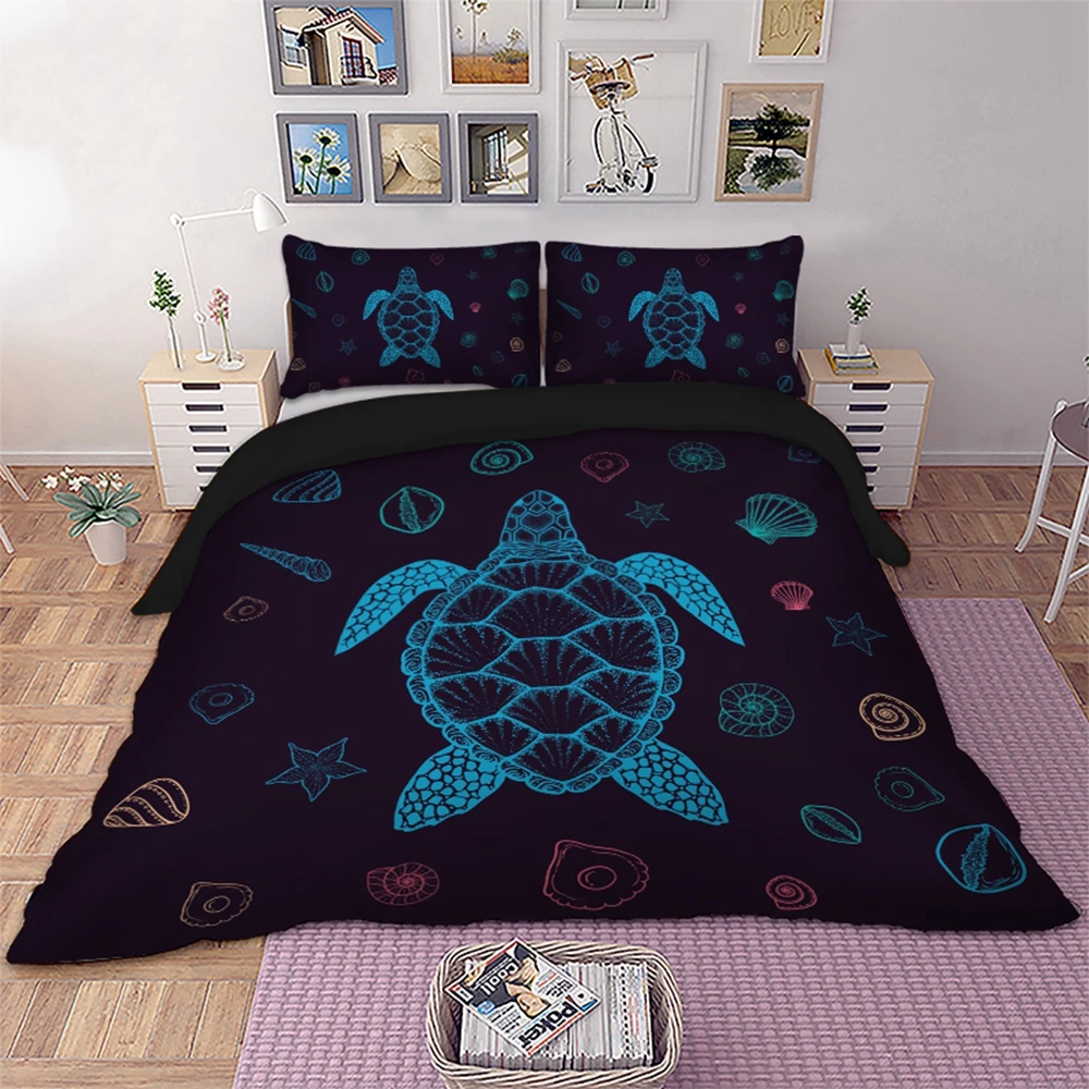 Blue color turtle Bedding Set Twin Full Queen King Double Size Duvet
