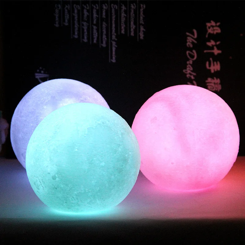 

Silicone 14cm moon 3D Print Moon Lamp Touch Switch Bedroom Bookcase Night Light Home Decor Creative Gift