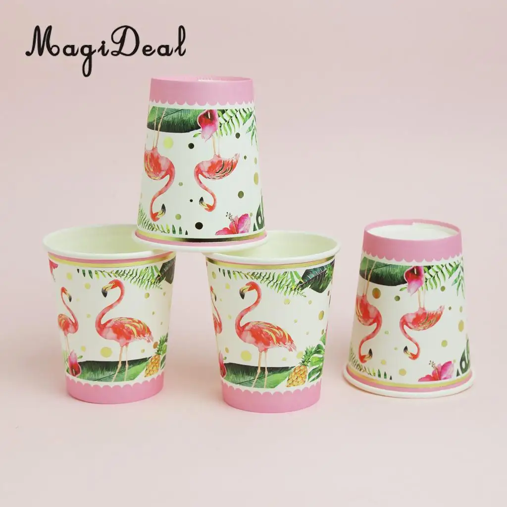 10pcs Tropical Flamingo Paper Disposable Cups Birthday Party Tableware Decor
