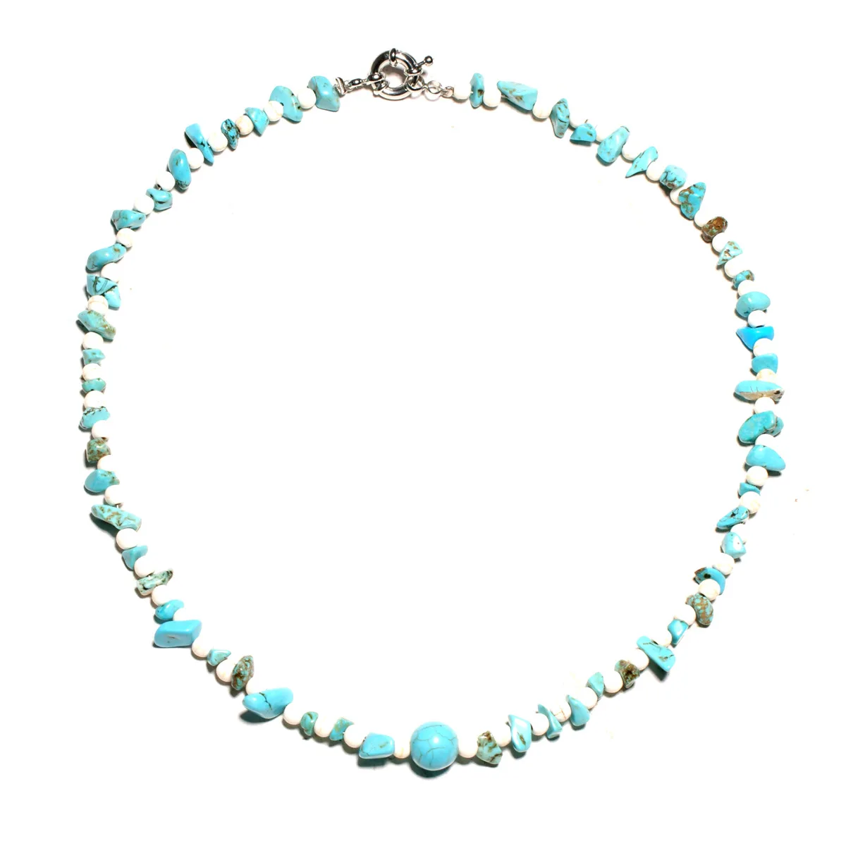 

2019 Bohemian Jewelry Blue White Long Stone beads choker necklace Turkish crystal drop handmade Boho Pendant Necklace for women