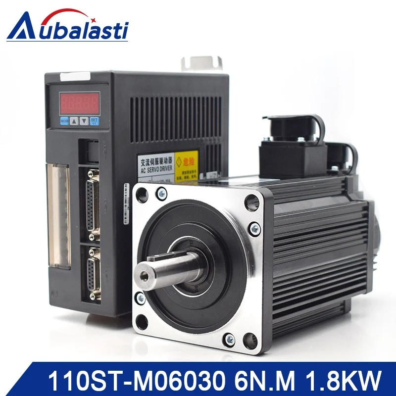 Aubalasti 1.8KW AC драйвер серводвигателя 6N. m 30000 об/мин 110ST-M06030 AC мотор совпадающий драйвер серводвигателя двигатель в сборе Комплекты